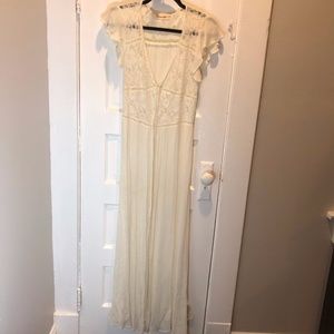 Altar'd State Lace Short Sleeve Floor Length Dress